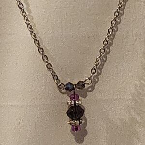 Dainty Pink and Purple Glass Bead Necklace